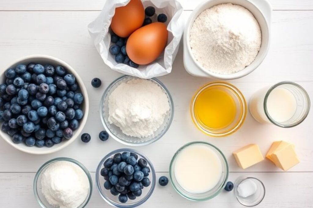 Bakery Style Blueberry Muffins photo of the ingredients