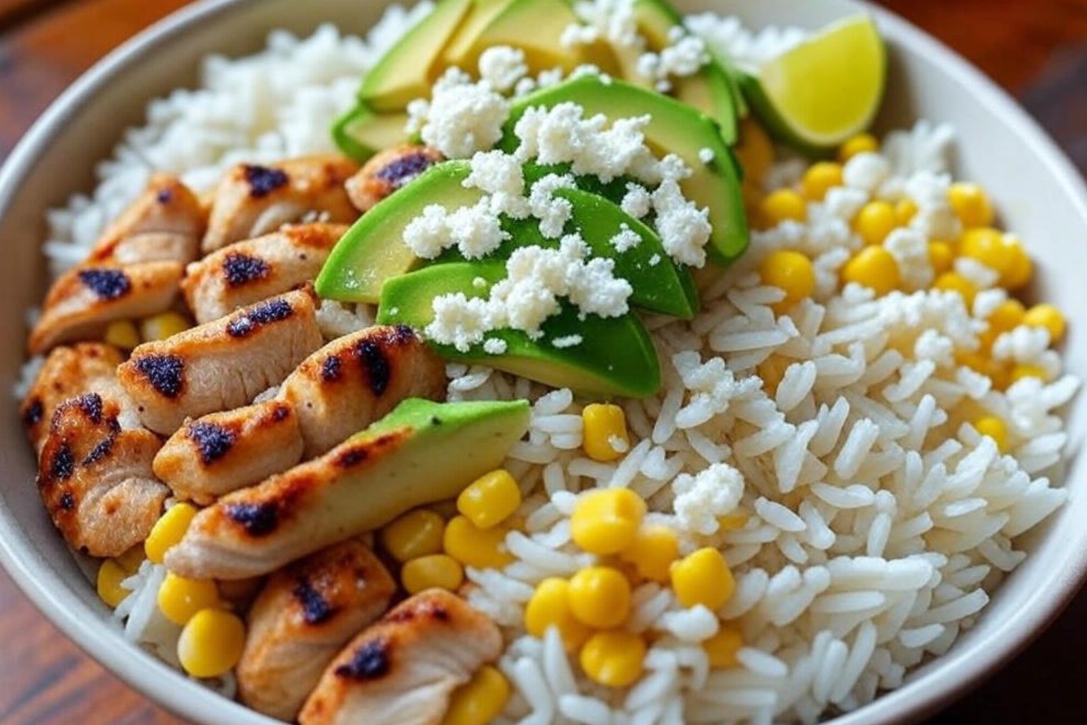 a bowl of rice and meat