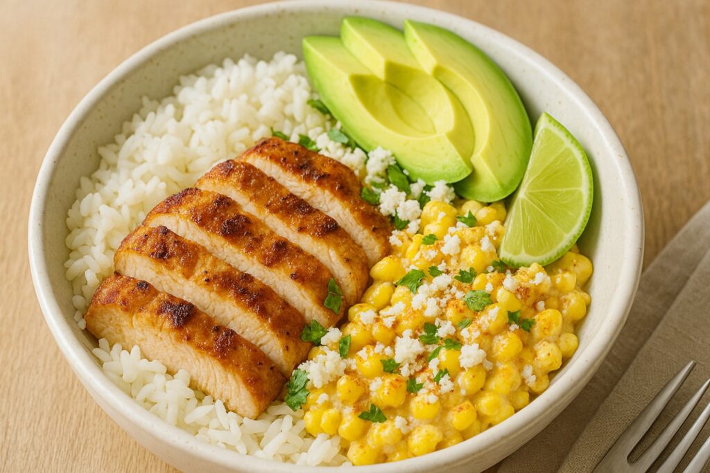 Easy & Flavorful Street Corn Chicken Rice Bowls