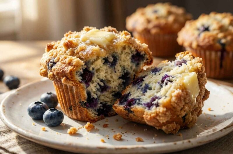 Bakery Style Blueberry Muffins (Soft & Fluffy Recipe!)