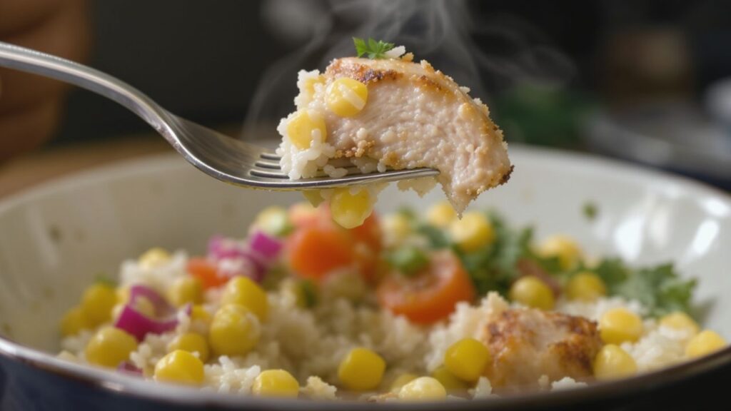 street corn chicken rice bowls