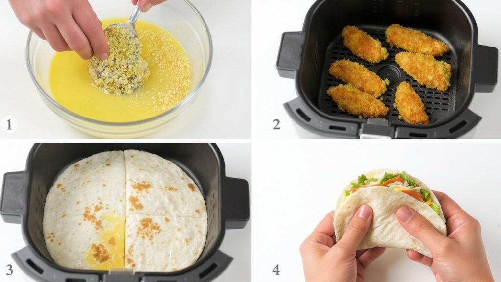 chicken recipes, air fryer recipes, wrap recipes, quick dinner ideas, easy lunch, crispy chicken, folded wrap, family friendly meals, weeknight dinners, comfort food (3)