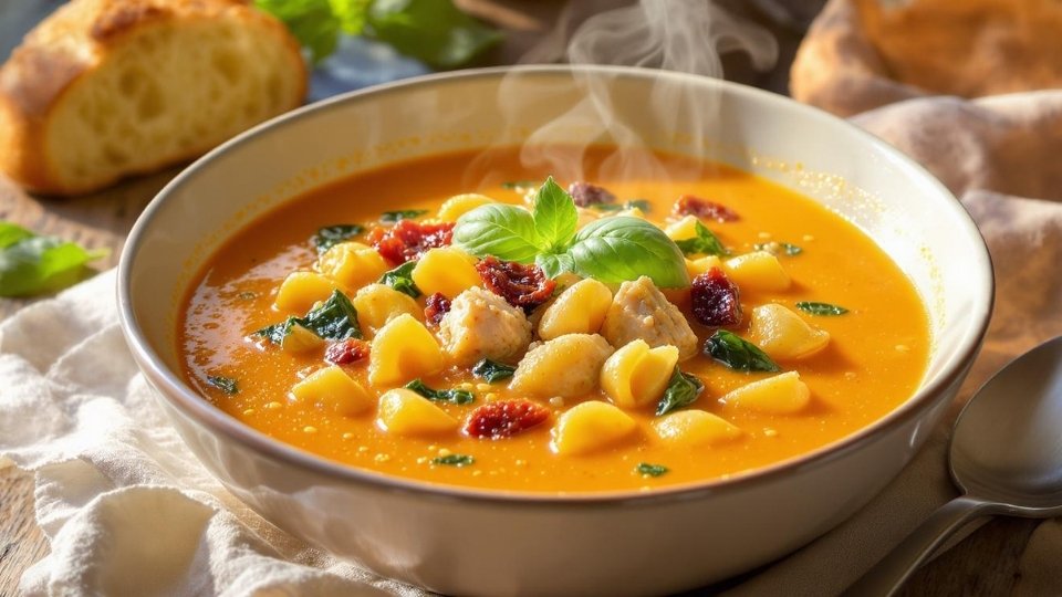 creamy tuscan chicken pasta soup