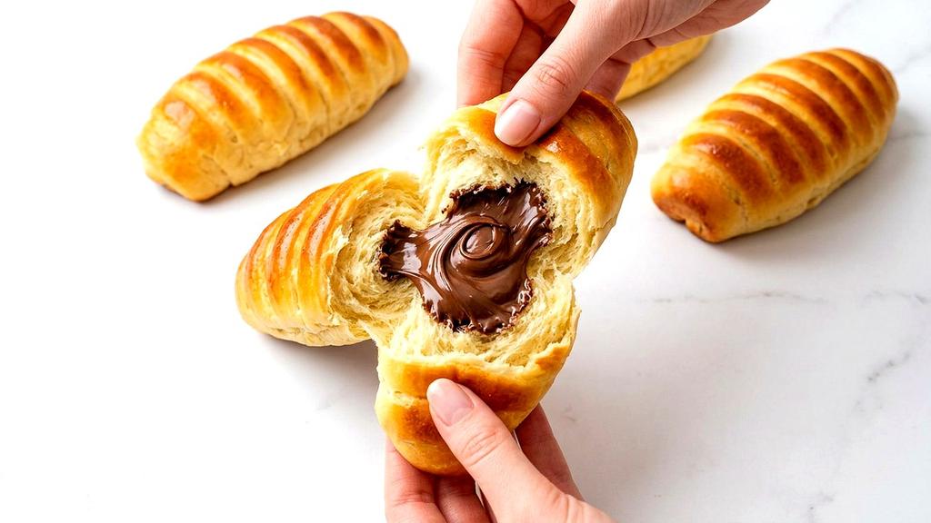 Soft fluffy chocolate filled brioche rolls hero image